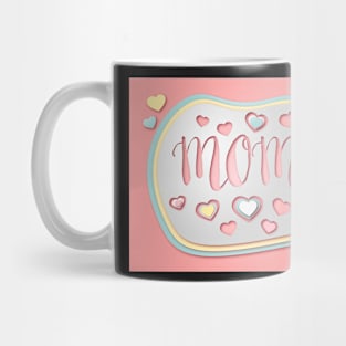 Illustration of the word mom and some hearts Mug